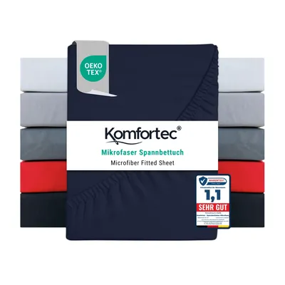 Produktbild von Komfortec Spannbettlaken 140x200 cm, Bettlaken Boxspringbett bis 15cm - 30cm Matratzenhöhe, Blau