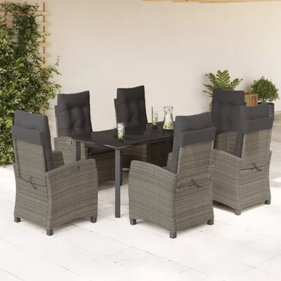 Produktbild von Möbel 7-tlg. Garten-Essgruppe mit Kissen Grau Poly Rattan 2024