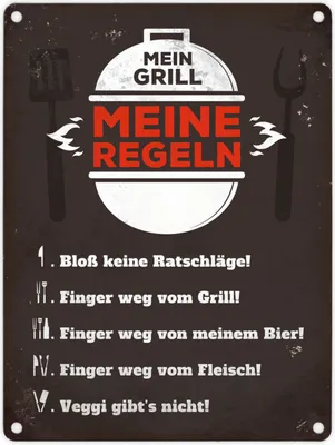 Produktbild von Blechschild - Grillgesetze Schild Blechschild Aluminiumschild Emailleschild