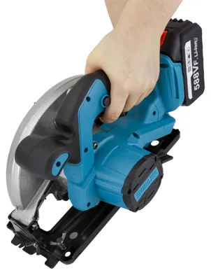 Immagine prodotto di Sega circolare a batteria, motore brushless, diametro 185 mm, 10.800 giri/min, taglio regolabile, per legno, 18 V, con 2 batterie
