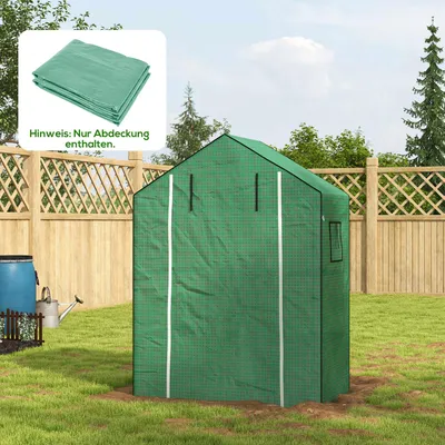 Produktbild von SUGIFT Gewächshaus Ersatzfolie mit UV-Schutz, Folienabdeckung Gewächshaus, Rolltür Seitenfenster, Grün | 140 x 73 x 190 cm | 1,3 kg | passgenau