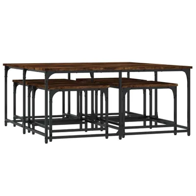 Image de vidaXL Tables d'ensemble 5 pcs. Chêne fumé Bois composite
