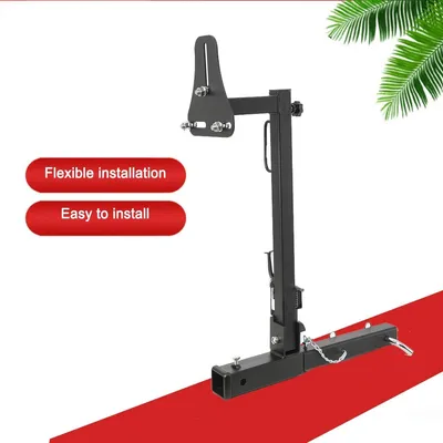 Produktbild von Reserveradträger - Schwenkbare Stoßstangenhalterung mit 5 cm Anhängerkupplungsaufnahme - Für 40–61 cm Räder - Verstellbar 56,5–80,5 cm - 50 kg Tragkraft - Schwarzes Pulverbeschichtetes Eisen