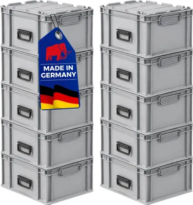 Produktbild von SuperSparSet 10x Eurobox NextGen Portable  Germany | HxBxT 33,5x30x40cm | 30 Liter | Grau | Eurobehälter, Transportbox, Transportbehälter, Stapelbehälter