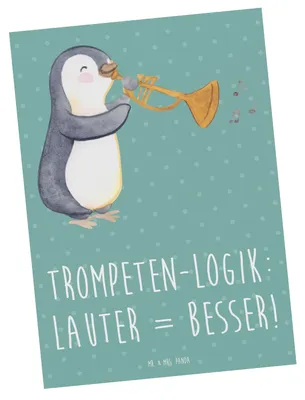 Produktbild von Mr. & Mrs. Panda Postkarte Trompeten Weisheit - Meeresbrise - Geschenk, Instrument, Musik, Musikinstrumente, bildkarte, Blasinstrumente, Trompeter, Musiker, Ansichtskarte