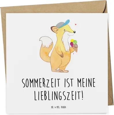 Produktbild von Mr. & Mrs. Panda Klappkarte Sommer Freude - Weiß - Geschenk, Sommergefühle, Inspiration, Strand, Summer Vibes, doppelkarte, Farben, Grußkarte, faltkarte, anlasskarte