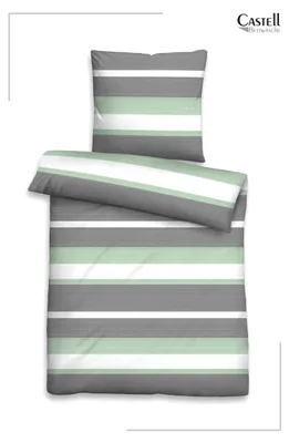 Produktbild von Castell Baumwoll Edelflanell Bettwäsche Querstreifen 135x200 cm - fichte