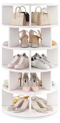 Produktbild von 5-lagiges drehbares Schuhregal aus Holz, 360° drehbar, für 20 Paar Schuhe, für Flur