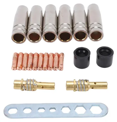 Obrázok produktu pre Sada 21-dielového príslušenstva pre zváračku, mosadz, kontaktová špička 0,8 mm, sada difúzorov pre plynové trysky pre zváračku MB15 15AK MIG MAG