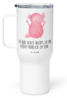 Produktbild von Mr. & Mrs. Panda Kaffee-to-go-Becher Axolotl Hurra - Weiß - Geschenk, Teetasse, thermosbecher, Motivation, Fröhlich, Thermobecher, Kaffee-Thermobecher, Trinkgefäß, Lurch