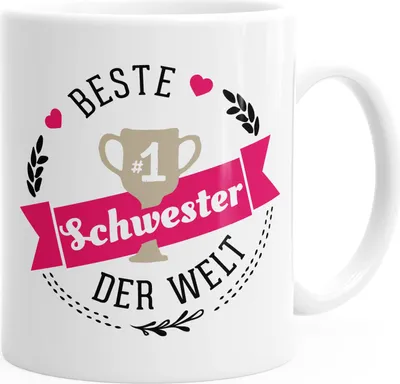 Produktbild von Kaffee-Tasse beste Schwester der Welt Geschenk für Schwester MoonWorks® weiß unisize