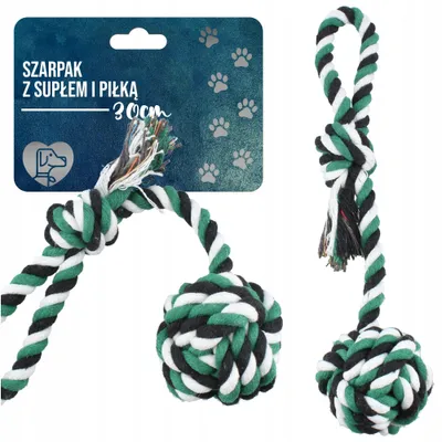 Obrázek produktu pro Bavlněný provaz s míčkem pro psa 5,5/30 cm hračka na aportování
