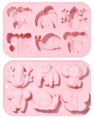 Produktbild von Silikon-Backformen Insekten und Tiere - 2er Set Schmetterling und Elefant - Für Schokolade Kuchen Dekoration Süßigkeiten Pudding Kekse Seife