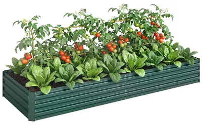 Produktbild von Hochbeet aus Stahl, 241 x 90,5 x 30 cm Pflanzkasten, Pflanzkübel Grün