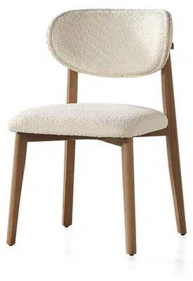 Produktbild von Esszimmerstuhl Küchenstuhl Stuhl Essstuhl Textil Stoffbezug Holz Weiß