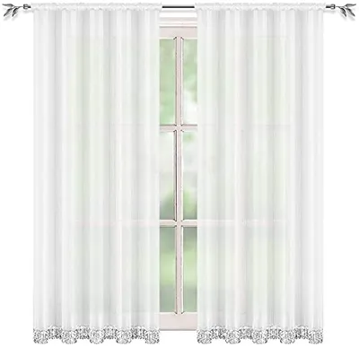 Produktbild von Fertig-Gardine aus Voile Modern Wohnzimmer Küche-Gardine LB-224-A, 145x160 cm