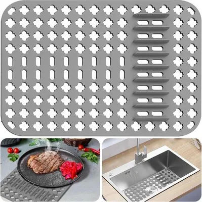 Produktbild von Famanu Spülbeckenmatte Antirutsch 40 x 29 cm mit Füßen - Grau