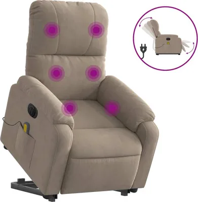 Produktbild von vidaXL Massagesessel Aufstehhilfe Elektrisch Taupe Mikrofasergewebe