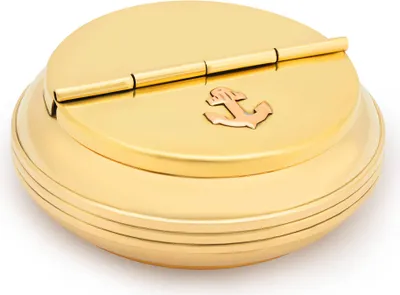 Produktbild von 8cm Aschenbercher rund Messing massiv 3cm hoch Anker Ascher mit Deckel maritim