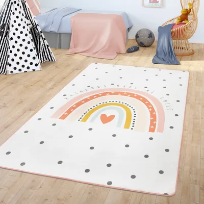 Produktbild von TT Home Teppich Kinderzimmer Kinderteppich Babymatte Regenbogen Motiv Mit Herz Design Größe 155x230 cm
