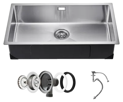 Immagine prodotto di Lavello da cucina VEVOR Lavello da incasso Lavelli in acciaio inox 76 x 43 x 19 cm Lavelli sottopiano, monovasca con accessori, lavelli per la casa