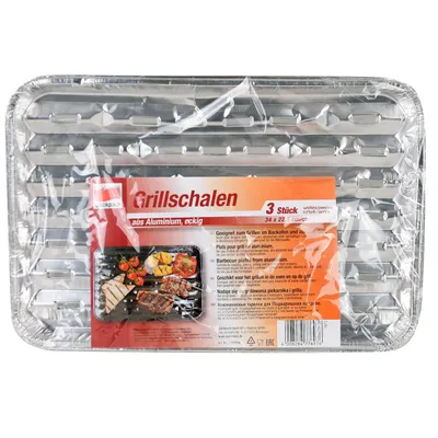 Produktbild von QUICKPACK Alu-Grillpfannen 3 Stück 34 x 22,5 x 3 cm