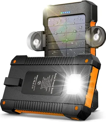 Produktbild von Diyarts Solar Powerbank 10000 mAh, hohe Kapazität für zuverlässiges, mobiles Laden unterwegs