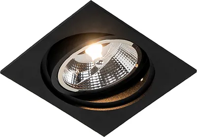 Immagine prodotto di QAZQA - Faretto da incasso moderno nero orientabile - Chuck 111 I Soggiorno I Camera da letto - Quadrato in alluminio - LED adatto GU10