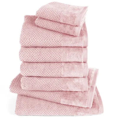 Produktbild von Pure Label 8-TLG Handtücher Set mit Aufhängeschlaufen aus Baumwolle - 2x Badetuch 70x140 cm 4x Handtuch 50x100 cm 2x Gästetuch 30x50 cm, Rosa