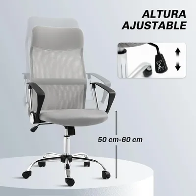 Produktbild von Ergonomischer Bürostuhl - Mesh-Schreibtischstuhl - Gepolstert - Drehbar - Metallrahmen - Nicht höhenverstellbar - Hellgrau