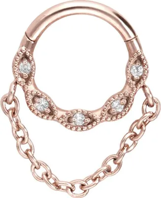 Produktbild von Ohrpiercing, Nasenpiercing, Septum Piercing Chirurgenstahl Segmentring Clicker EINGEFASSTE KRISTALLE + KETTE