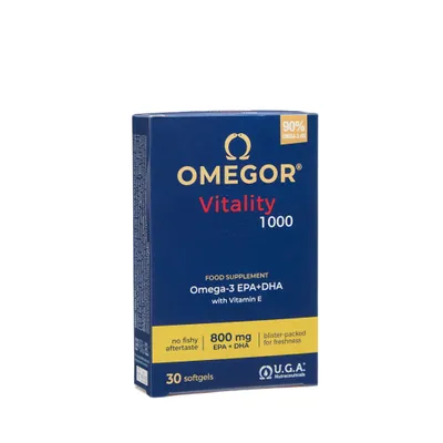 Produktbild von OMEGOR Vitality 1000 Capsules with Omega 3, EPA, DHA and Vitamin E 30 Capsules