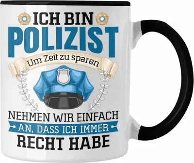 Produktbild von Trendation - Polizist Tasse Geschenk Lustiger Spruch Männer Bester Polizei (Schwarz)