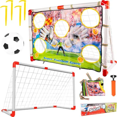 Obrázek produktu pro Přenosná fotbalová tréninková branka Malplay se síťovinou, barevná podložka s otvory od 3 let dárek