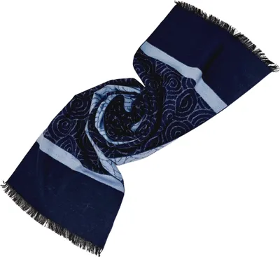 Produktbild von Schal Seidenflanell blau hellblau Spiralen - sanft wie Kaschmir 100% Seide