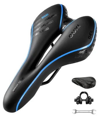 Image de Selle de vélo en gel - Ergonomique et confortable, couleur bleue