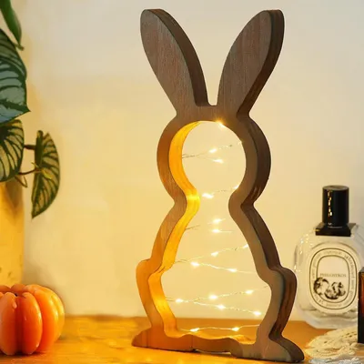 Holz-Osterhase mit LED-Beleuchtung, 30 cm, Osterdeko