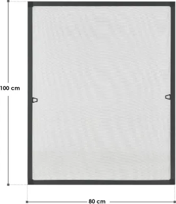 Produktbild von Juskys Fliegengitter mit Alu-Rahmen 80 x 100 cm für Fenster zum Einhängen Grau