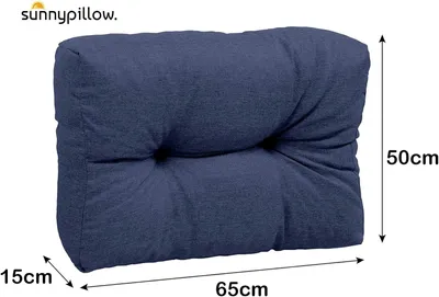 Produktbild von sunnypillow Palettenkissen für Gartenmöbel - Rückenkissen 65 x 50 cm - Rückenpolster für Bett und Sofa - Palettenpolster für Palettenmöbel - Gesteppte Gartenkissen - Rückenlehne, Seitenkissen Blau