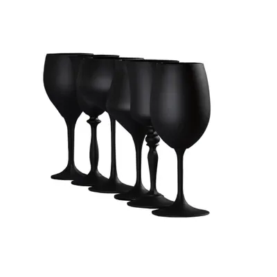 Produktbild von Weingläser Schach Gambit Kristallglas einfarbig schwarz 6er Set 400 ml in 6 verschiedenen Glasformen Bohemia Crystalex