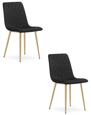 Productafbeelding van Turijn fauteuil, bekleed met zwarte fluweelstof, met poten in houtlook (2 stuks)
