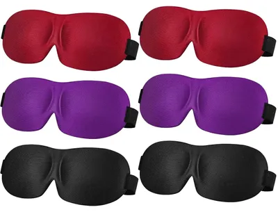 Produktbild von Set mit 6 Schlafmasken für Seitenschläfer, 3D-Augenmaske zum Schlafen, Verdunkelungsschlafmaske, Nachtmaske für Reisen, Yoga und Nickerchen (Schwarz, Lila, Burgunderrot)