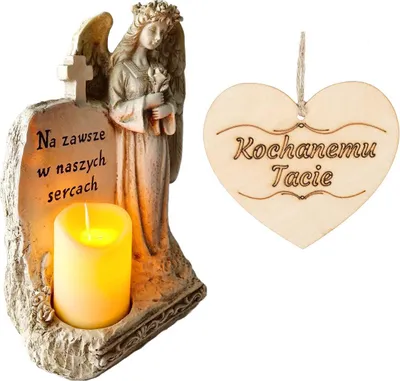 Image de BOUGIE « PAPA, MON ANGEL GARDIEN » avec inscription et une bougie LED pour la TOMBE