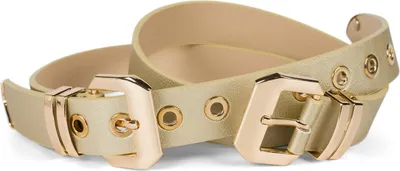 Produktbild von styleBREAKER Damen Gürtel mit doppelter goldener Schnalle und Lochnieten, B-Low Belt, Taillengürtel, kürzbar 03010121