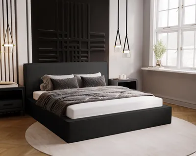 Zdjęcie produktu dla BESILIO Łóżko z pojemnikiem i stelażem do sypilani 180x200 Gloria - podwójne łóżko małżeńskie - Czarny & Komodo 23