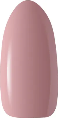 A single swatch of pink hybrid gel nail polish.