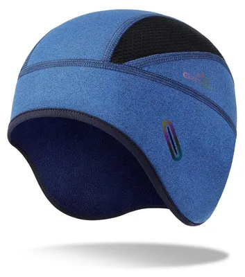 Zdjęcie produktu dla Czapka zimowa pod kask rowerowy, kolor granatowy, oddychająca, z otworami na okulary