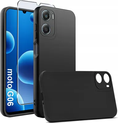 Zdjęcie produktu dla Etui Czarne Matowe Silikon Slim Do Motorola G06 | G06 Power + Szkło 9H