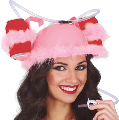 Produktbild von Partyhelm Karneval Getränke Accessoire Pink Federhut Trinken Karneval Cosplay Party Spass Haarschmuck Trinkhelm Fest Feier Drinkhelm, Farbe: Pink