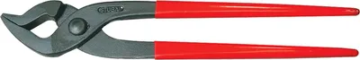 A pair of pliers with red handles on a white background.